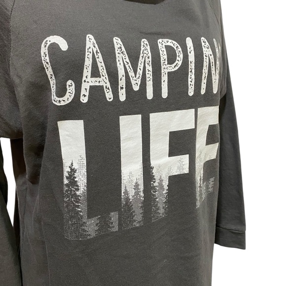 Gray Camping Life Hoodie with Distressed Text - Picture 7 of 14